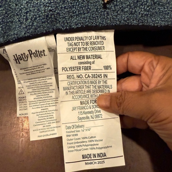 Warner Bros. Harry Potter Blue Pillow NWT - Picture 4 of 10